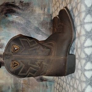 Ariat 4LR Charger Western Brown Leather Square Toe Boots Men 5.5 6 Women 8